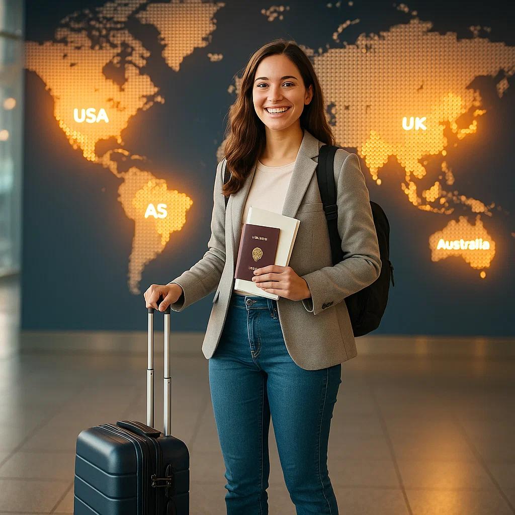 طالبة تستعد لرحلتها الدراسية الدولية